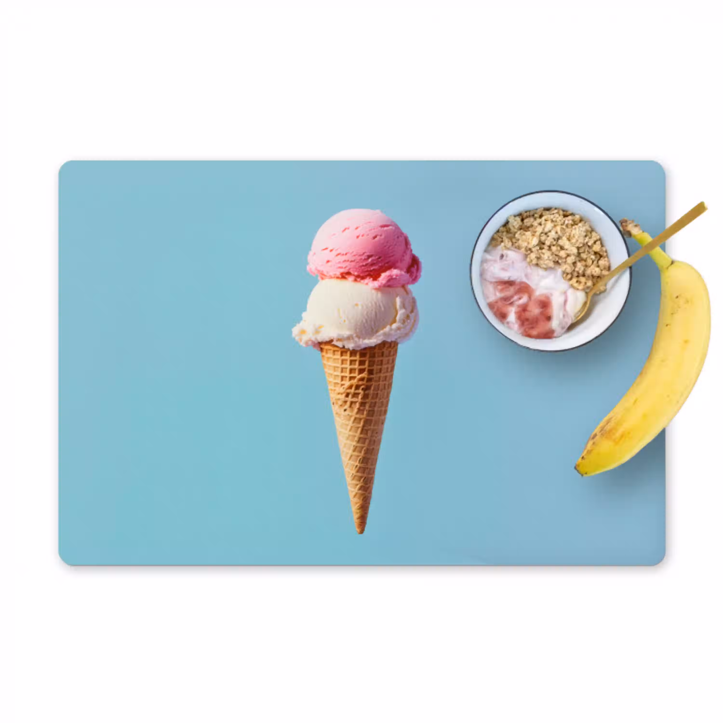 Bolletjes - Schepijs - Hoorntje - Blauw Placemat vinyl groot -zzzproduct_Kitchenyeah-website
