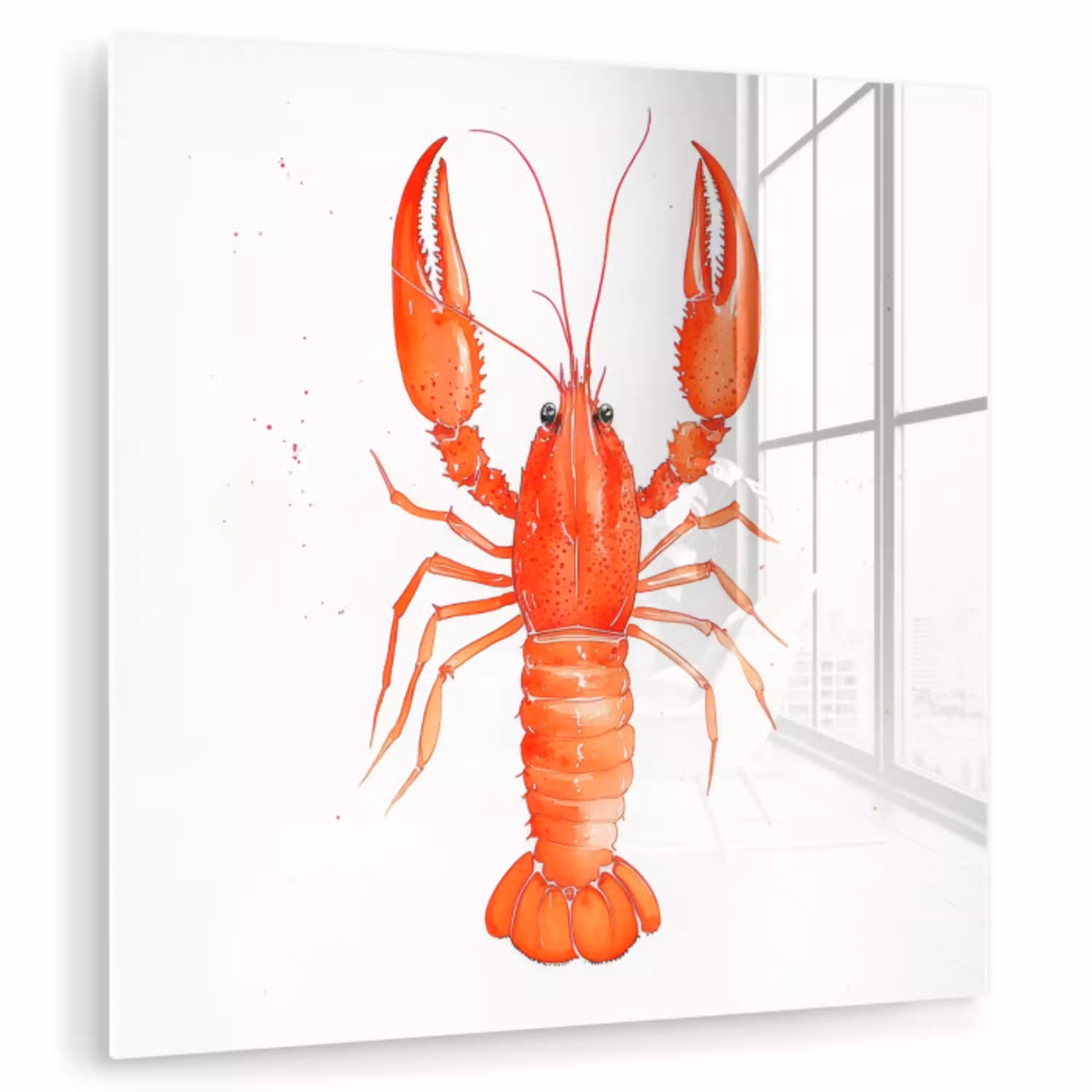 Kreeft - Waterverf - Aquarel - Oranje plexiglas 5mm klein -zzzproduct_nieuw