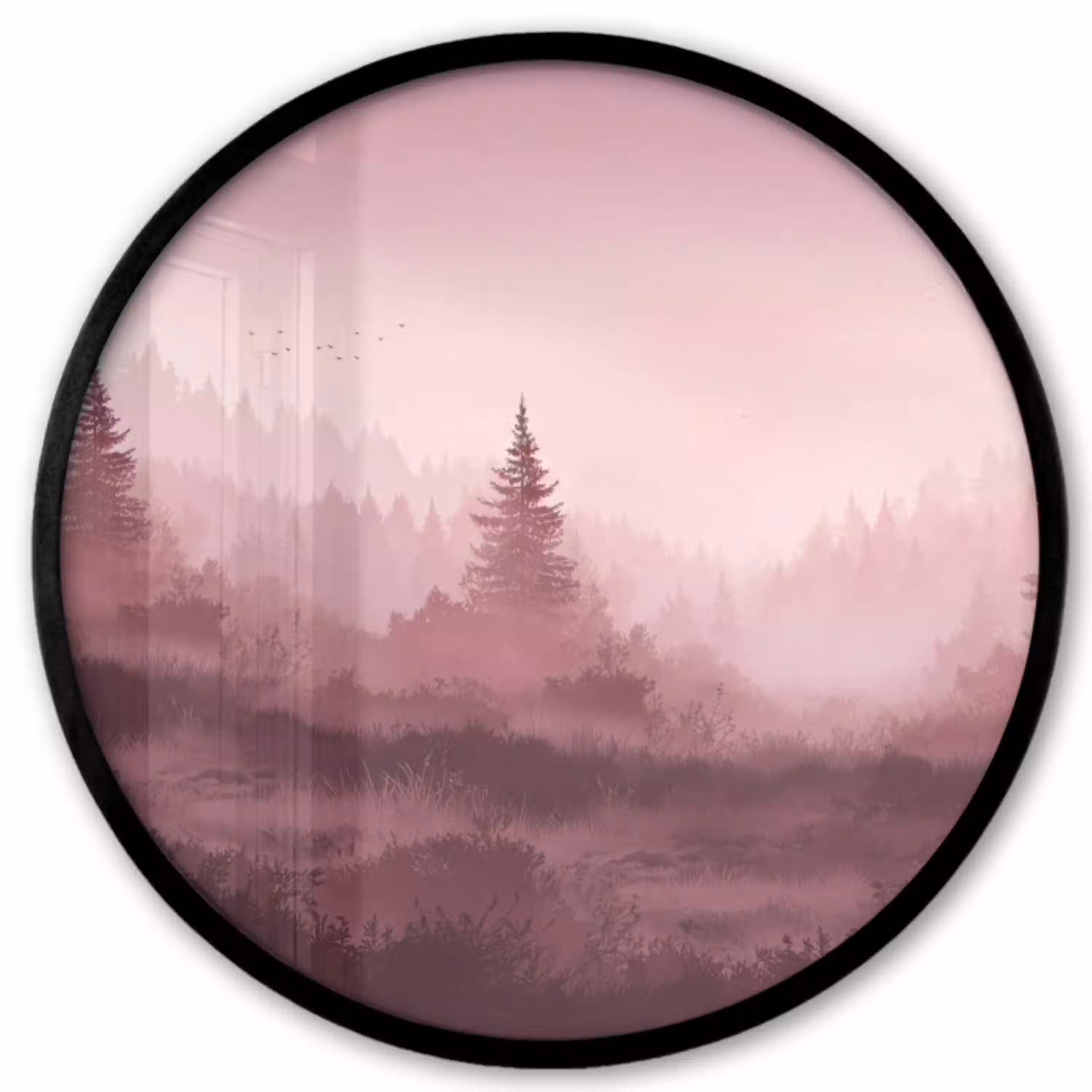 Landschap - Mistig - Roze Fotolijst rond zonder passe partout klein -3d
