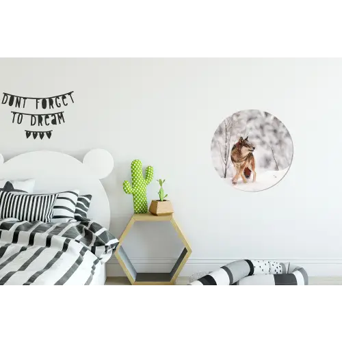 Wolf - Winter - Sneeuw - Natuur - Dieren Wandcirkel aluminium klein -kinderkamer