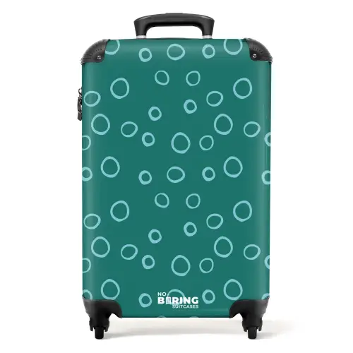Lichtblauwe cirkels op donkergroene achtergrond NBS - Handbagage koffer - Kinderen Unisex middel -productfoto_recht