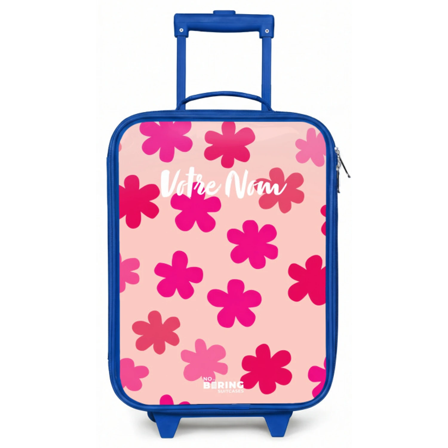 Roze bloemen Kinderkoffer - Blauw klein -zz3dotto