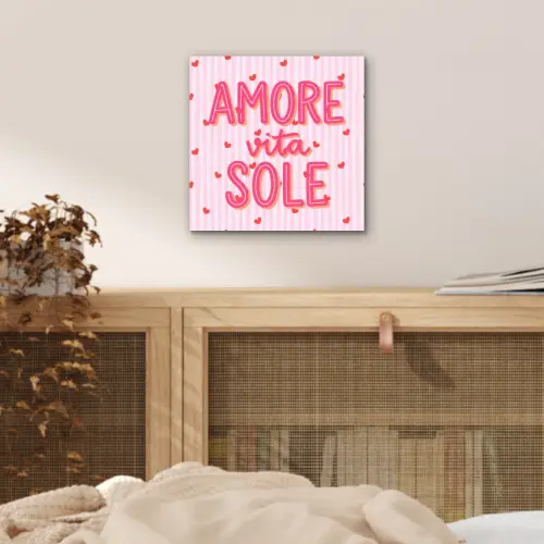 Amore vita sole - Roze - Hartjes aluminium wit klein -sfeer3