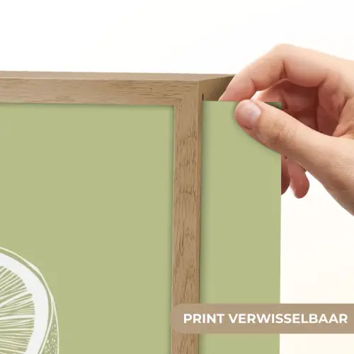 Kiwi - Lijntekening - Minimalistisch - Groen Light Box met batterij (Wandlamp) middel -USP_websiteprintNL