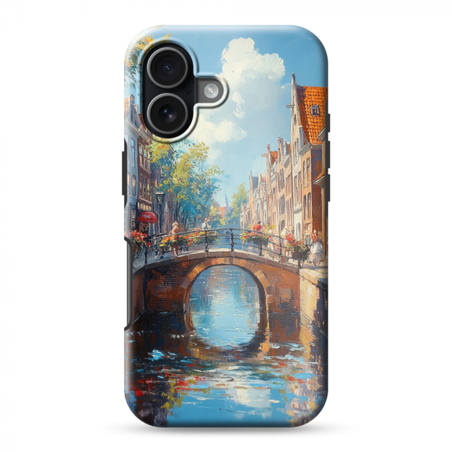 Stad - Gracht - Zon - Fietsen Toughcase MagSafe Apple iPhone 17 klein -3d