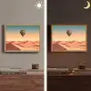 Luchtballon - Woestijn - Zonsondergang - Blauw Light Box met batterij (Wandlamp) middel -sfeer3