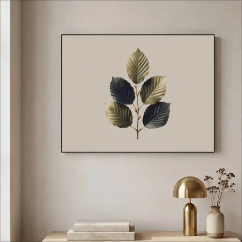 Beukenbladeren - Bruin - Groen - neutraal Textielframe zwart klein -sfeer2