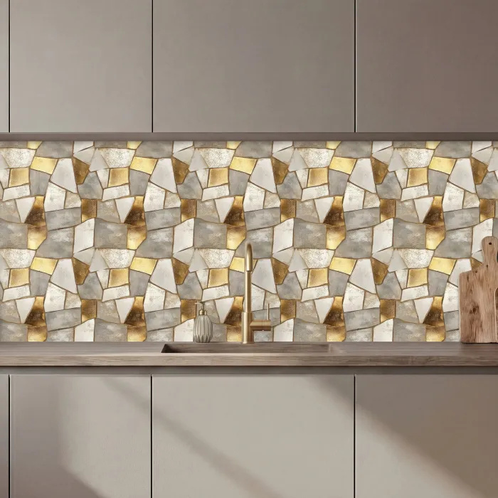 Mozaïek - Marmer - Goud keuken achterwand 2 middel 871 zz_3dshopping