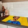 Frida Kahlo - Vrouw - Geel - Blauw - Bloemen Inductie beschermer vinyl 3mm klein -sfeer3