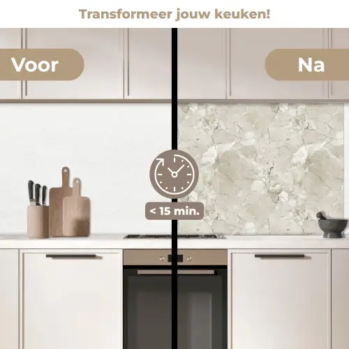 Marmer - Grijs - Aders keuken achterwand 2 middel 871 -voor-na2_NL