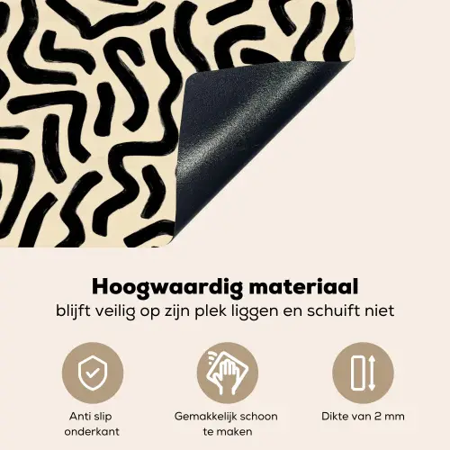 Abstract - Lijnen - Zwart Inductie beschemer met haakjes klein 777 -ky-onderkant-nl