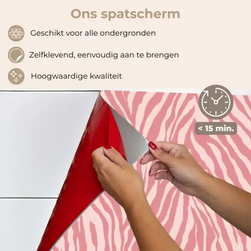Zebra - Print - Roze keuken achterwand spatscherm klein 900 -spatscherm_NL