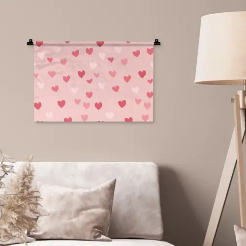 Hartjes - Patroon - Roze - Eenvoudig Wandkleed katoen klein -sfeer4