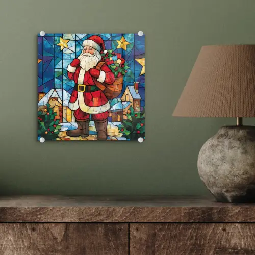Kerstman - Glas - Kleurrijk plexiglas 5mm klein -sfeer3