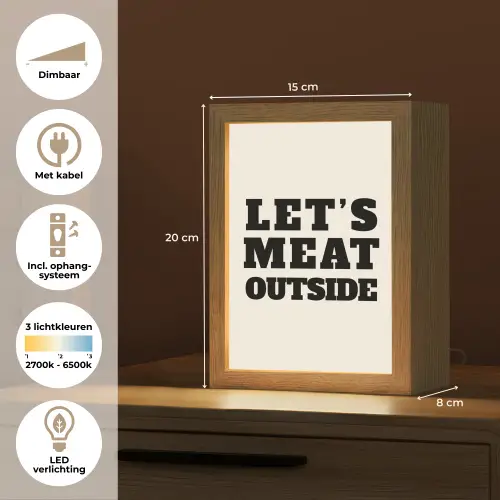 Tekst - Blokletters - Zwart - Vlees Light Box met kabel (Tafellamp) klein -USP_NL