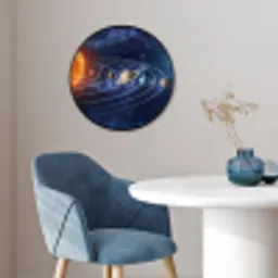 Ruimte - Zonnestelsel - Blauw Fotolijst rond zonder passe partout klein -sfeer2