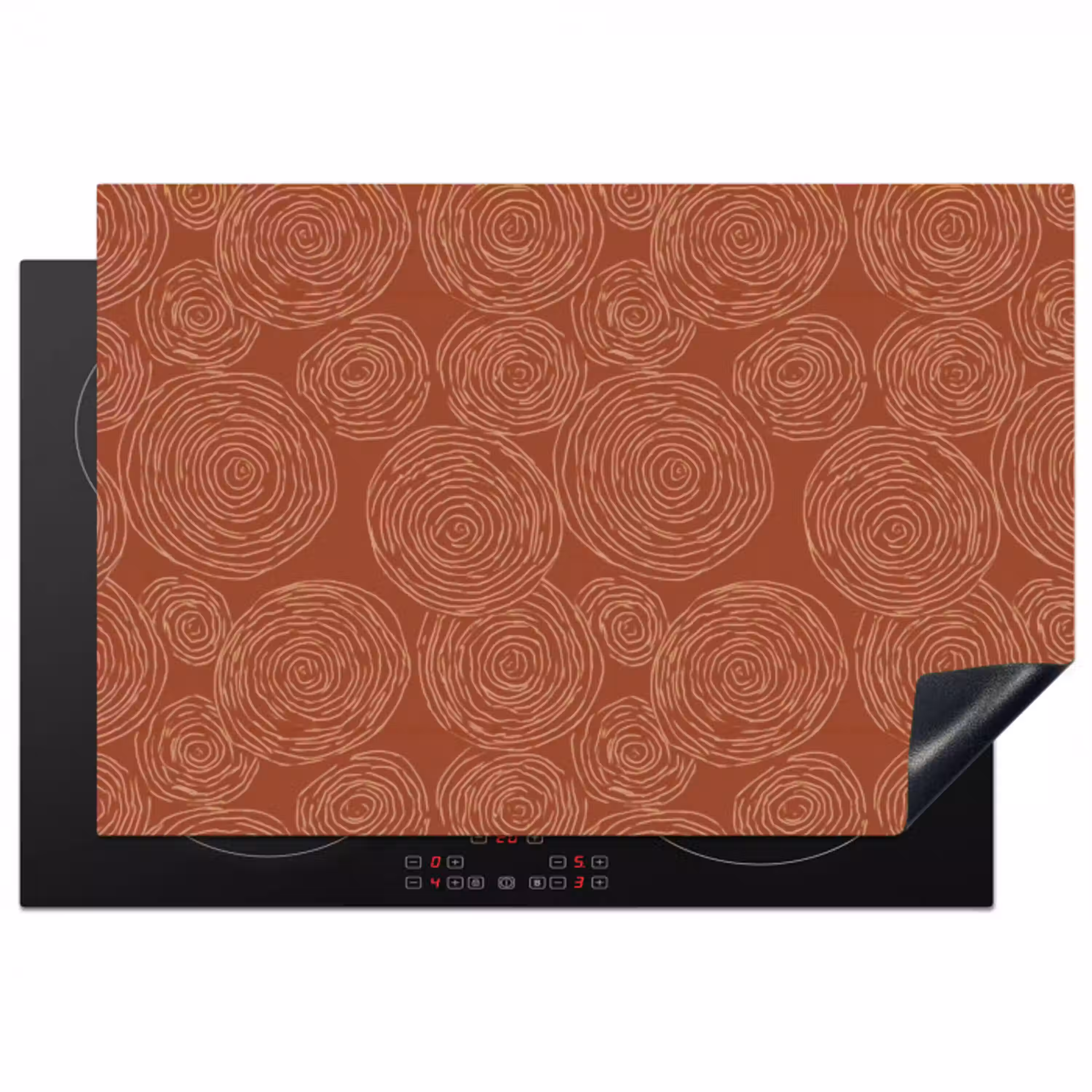 Cirkels - Abstract - Artistiek - Terracotta Inductie beschermer vinyl 3mm klein 276 -3d