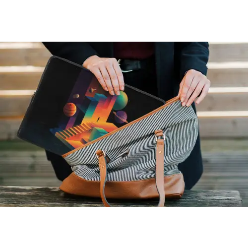 Abstract - Trappen - Mens - Planeten laptophoes neopreen klein -tas