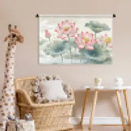 Aquarel - Lotusbloemen - Kleurrijk Wandkleed katoen middel -wsfeer5_kind
