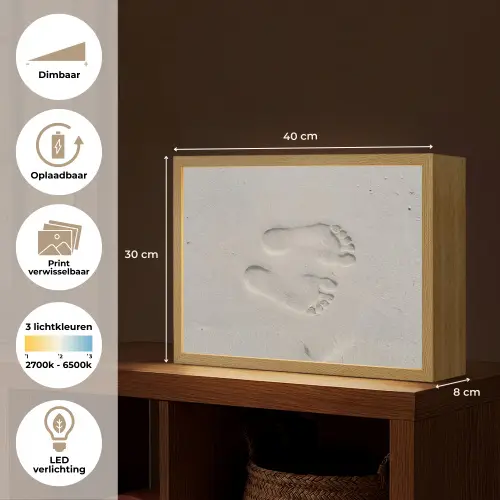Voeten - Afdrukken - Zand Light Box met batterij (Wandlamp) middel -USP_websiteoverzichtNL