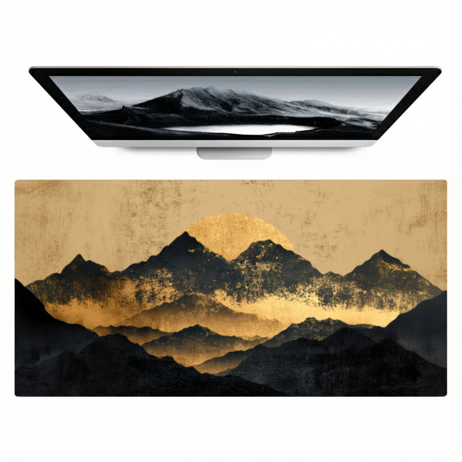 Gouden Bergen bij Maanlicht Muismat XXL klein -zzz3d