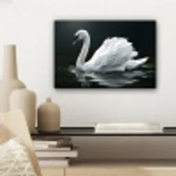 Zwaan - Water - Natuur - Realistisch - Wit canvas 2cm klein -sfeer6