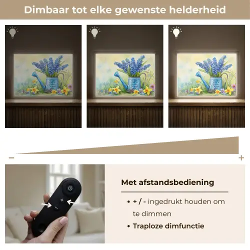 Lavendelbloemen - Quote - Gieter Light Box met batterij (Wandlamp) middel -USP_dimbaarNL