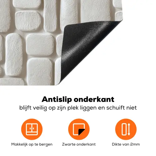 Reliëf - Structuur - Wit Inductie beschermer vinyl 3mm klein 276 -zzzzzzz-td-onderkant