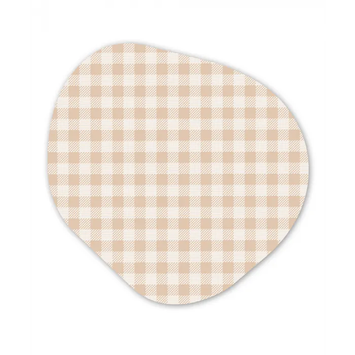 Plaid - Patroon - Vierkant - Beige Wandcirkel Organisch Forex 3mm klein 629 -3d