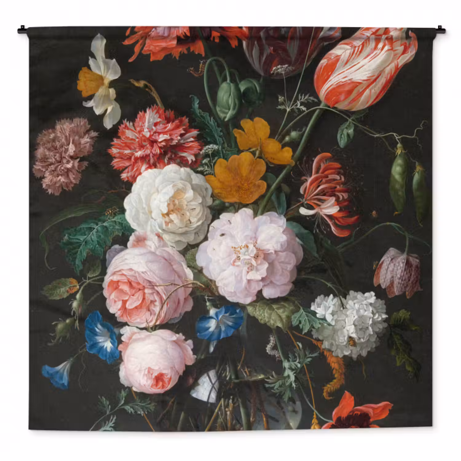 Wandteppich - Stilleben mit Blumen in einer Glasvase - Gemälde von Jan Davidsz. de Heem