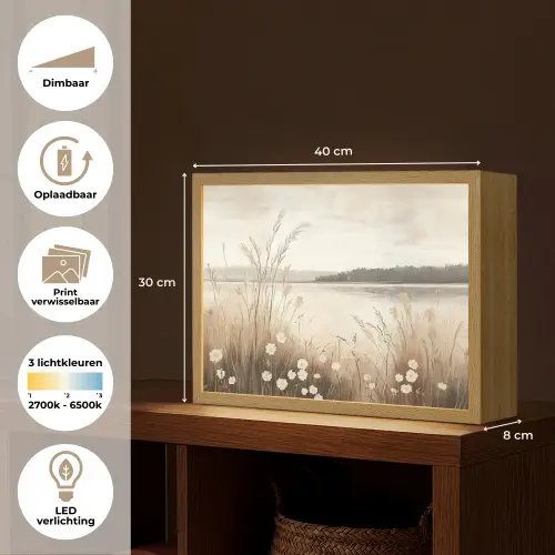Meer - Water - Natuur - Beige Light Box met batterij (Wandlamp) middel -USP_websiteoverzichtNL