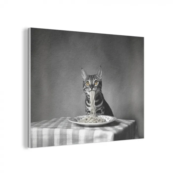 Bengaal - Kat - Tafelkleed - Zwart - Wit - Dier PET vilt klein -3d
