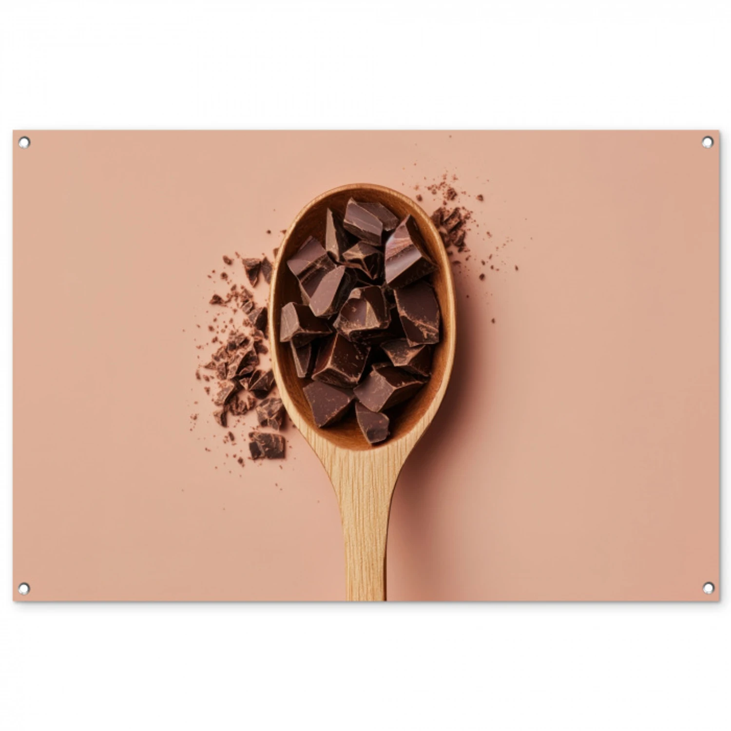 Chocola - Hout - Lepel tuinposter los doek groot -3d