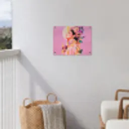 Vrouw - Bloemen - Paars - Abstract tuinposter los doek klein -sfeer8