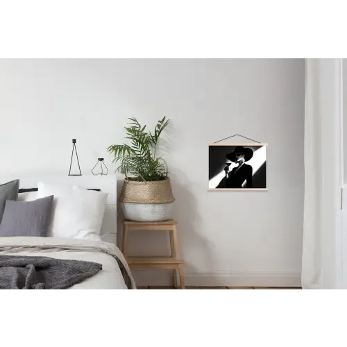 Vrouw - Wijn - Chic textielposter latten blank klein -woonkamer