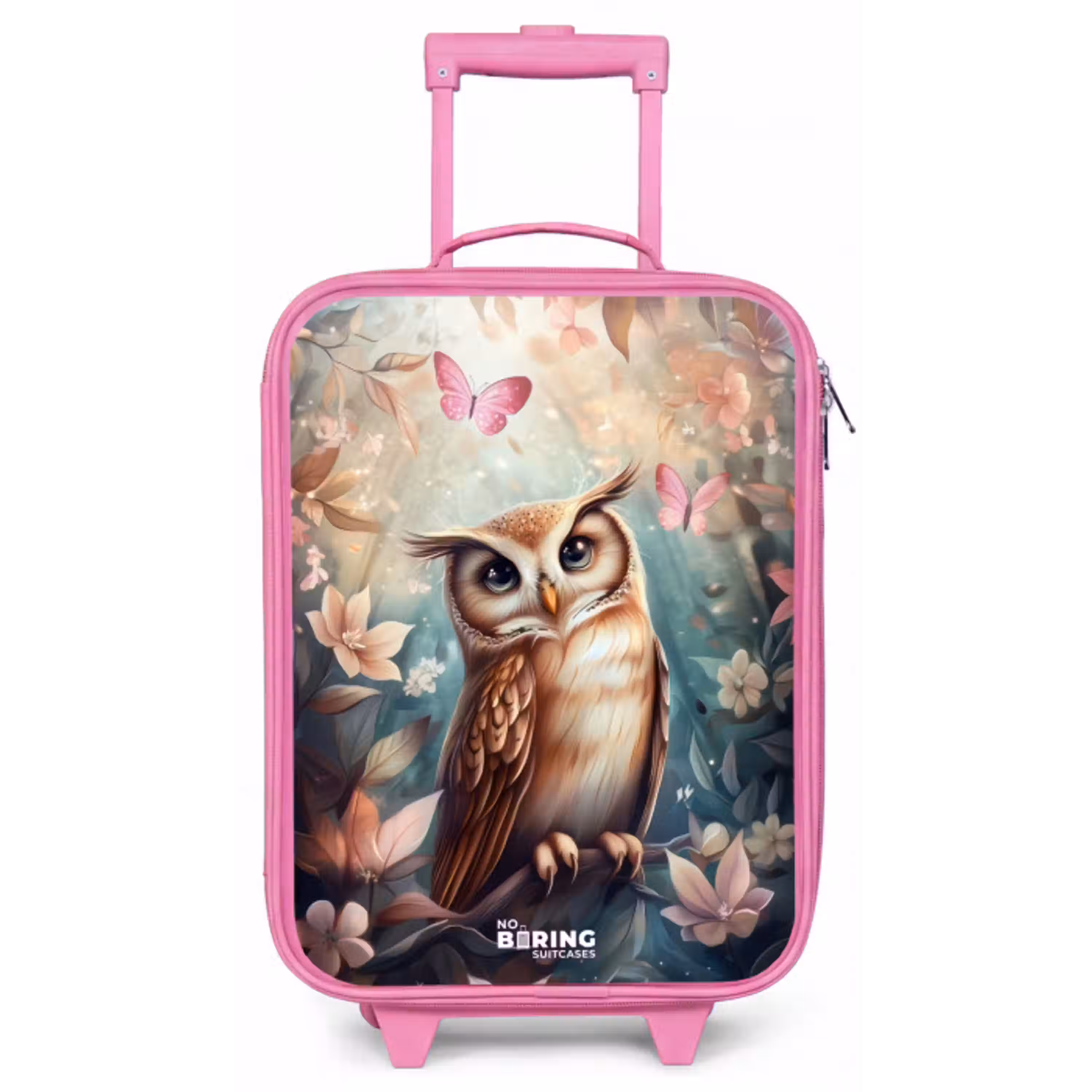 Uil met vlinders in mystiek bos Kinderkoffer - Roze klein -zz3dotto