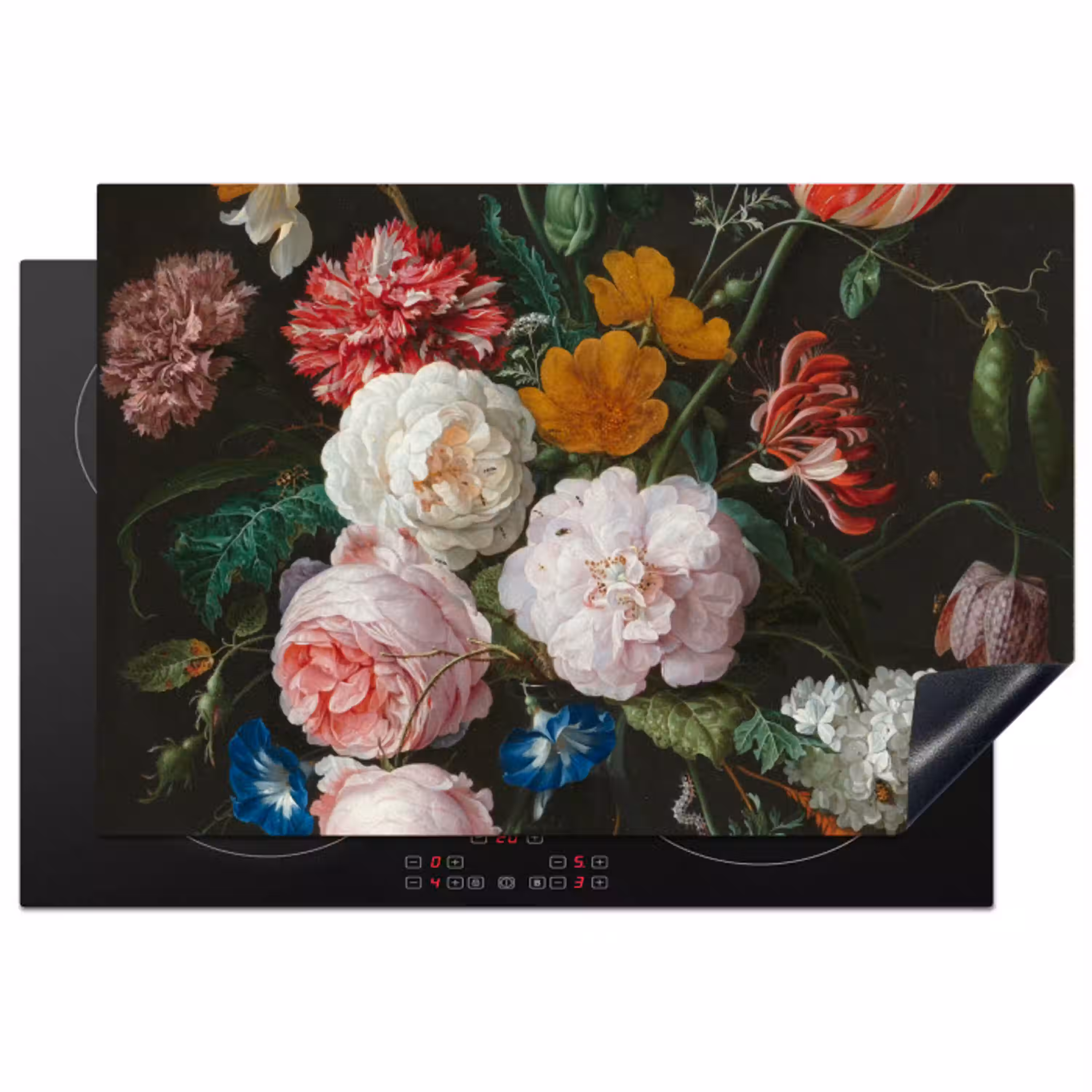 Stilleven met bloemen in een glazen vaas - Schilderij van Jan Davidsz. de Heem Inductie beschermer vinyl 3mm klein -3d