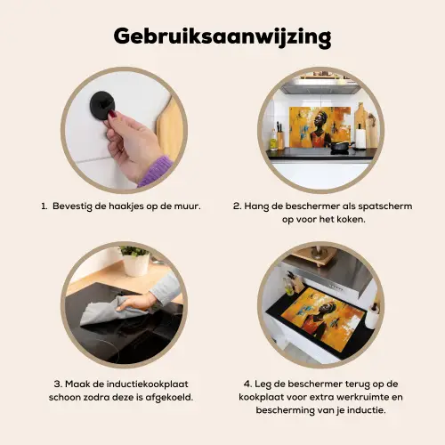 Vrouw - Ogen - Penseelstreken - Geel Inductie beschemer met haakjes klein -ky-gebruik-nl