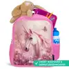 Eenhoorn - Roze - Vlinders - Bloemen Kinderrugzak - Roze middel -inhoud_NL