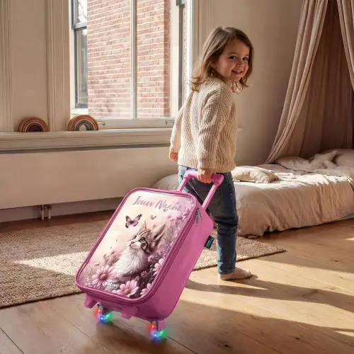 Kitten - Vlinders - Paars - Bloemen Kinderkoffer - Roze klein -sfeer1