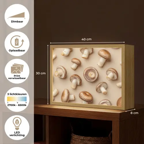 Kastanje Champignons - Beige Light Box met batterij (Wandlamp) middel -USP_websiteoverzichtNL
