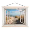 Raam - Zee - Kust - Natuur - Doorkijk - Strand - Waddenzee textielposter latten blank klein -3d