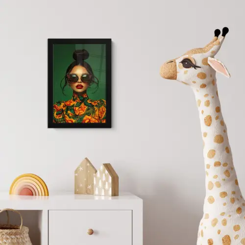 Vrouw - Groen - Modern - Bril - Abstract fotolijst zwart zonder passe partout klein -usfeer4_kinderkamer