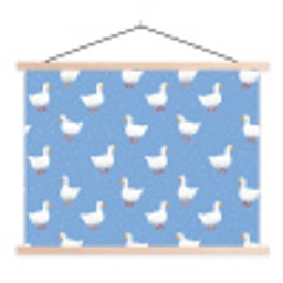 Ganzen - Elegant - Blauw textielposter latten blank klein 122 -3d