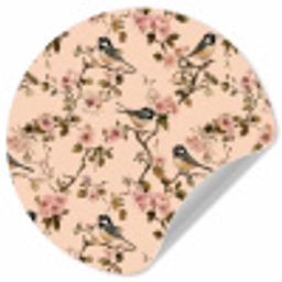 Bloesem - Koolmees - Roze Wandcirkel behangsticker klein 186 -3d