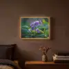 Viooltjes - Paars - Bloem - Bladeren Light Box met batterij (Wandlamp) middel -sfeer4