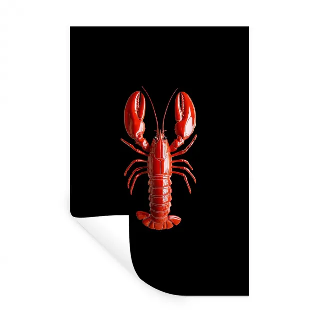 Kreeft - Glossier Rood - Zwart Muursticker klein -3d