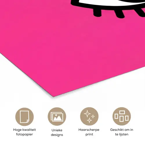 Minimalistisch - Oog - Roze poster papier klein -closeup_NL