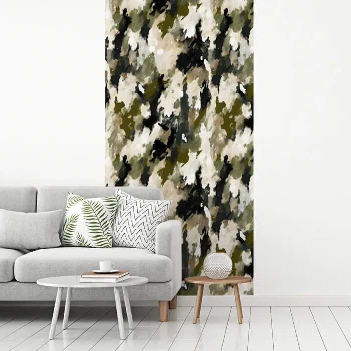 Donker - Groen - Camouflage - Schilderachtig fotobehang vinyl groot 64 -woonkamer