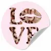 Tekst - Love - Pantervacht - Lichtroze Wandcirkel behangsticker klein -3d